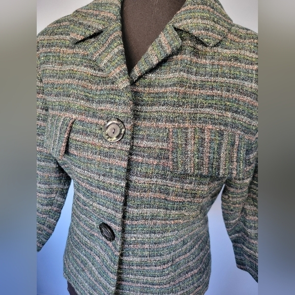 Vntg Mitsukoshi Striped Blazer in Green Size Small? - Picture 4 of 14